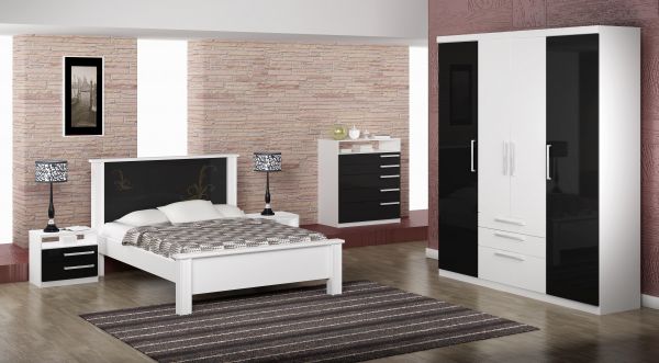 Cama Casal 100% MDF Bco/Prt S820 Kappesberg